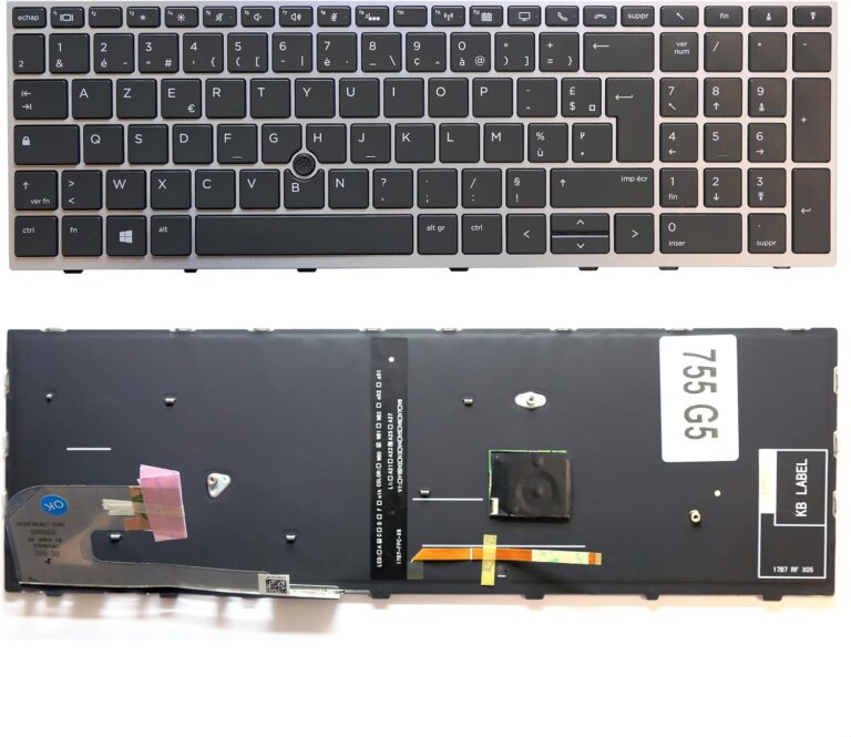 Clavier FRANÇAIS AZERTY pour HP ELITEBOOK 755 G5 / 850 G5 / 850 G6 + rétro-éclairage